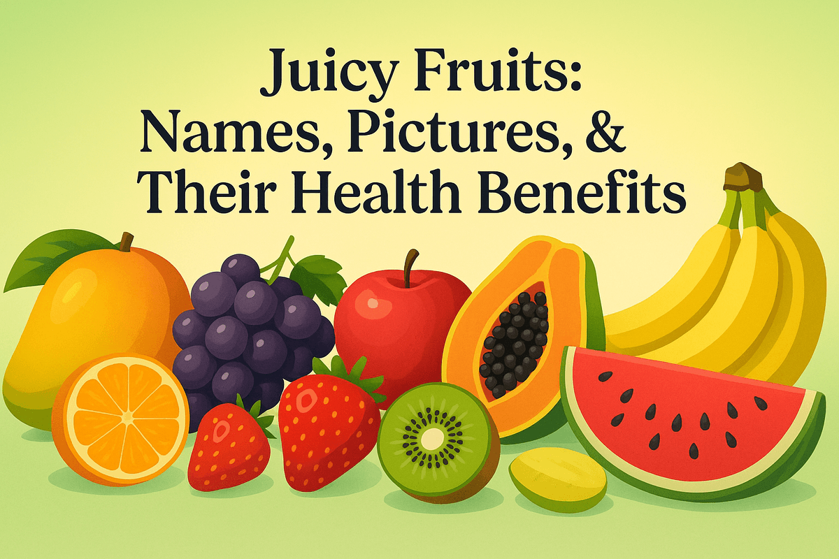 Juicy Fruits: Names, Pictures, & Their Health Benefits